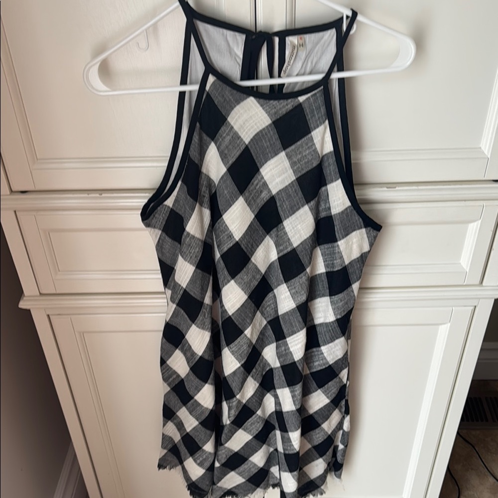 Mittoshop Black and White Checkered Tank Top